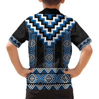 Blue Taniko Aotearoa Family Matching Summer Maxi Dress and Hawaiian Shirt Niho Taniwha Mix Poutama LT14 - Polynesian Pride