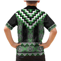 Green Taniko Pattern Aotearoa Family Matching Mermaid Dress and Hawaiian Shirt Niho Taniwha Mix Poutama LT14 - Polynesian Pride