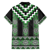 Green Taniko Pattern Aotearoa Family Matching Off Shoulder Maxi Dress and Hawaiian Shirt Niho Taniwha Mix Poutama LT14 - Polynesian Pride