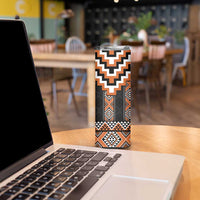 Orange Taniko Pattern Aotearoa Skinny Tumbler Niho Taniwha Mix Poutama LT14