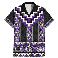 Purple Taniko Pattern Aotearoa Family Matching Mermaid Dress and Hawaiian Shirt Niho Taniwha Mix Poutama LT14 Dad's Shirt - Short Sleeve Purple - Polynesian Pride