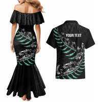 Custom New Zealand Silver Fern Rugby Couples Matching Mermaid Dress and Hawaiian Shirt Aotearoa Kiwi Maori Pattern LT14 - Polynesian Pride