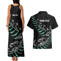 Custom New Zealand Silver Fern Rugby Couples Matching Tank Maxi Dress and Hawaiian Shirt Aotearoa Kiwi Maori Pattern LT14 - Polynesian Pride