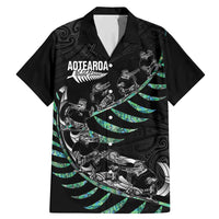 Custom New Zealand Silver Fern Rugby Family Matching Mermaid Dress and Hawaiian Shirt Aotearoa Kiwi Maori Pattern LT14 Dad's Shirt - Short Sleeve Black - Polynesian Pride