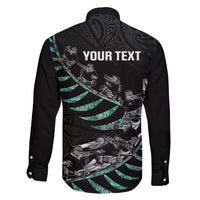 Custom New Zealand Silver Fern Rugby Family Matching Short Sleeve Bodycon Dress and Hawaiian Shirt Aotearoa Kiwi Maori Pattern LT14 - Polynesian Pride