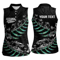 Custom New Zealand Silver Fern Rugby Women Sleeveless Polo Shirt Aotearoa Kiwi Maori Pattern LT14 - Polynesian Pride