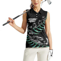 Custom New Zealand Silver Fern Rugby Women Sleeveless Polo Shirt Aotearoa Kiwi Maori Pattern LT14 - Polynesian Pride