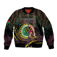 Personalised Vanuatu Bomber Jacket Yumi 46th Hapi Independens Dei - Black Version LT14 Unisex Black - Polynesian Pride