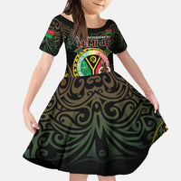 Personalised Vanuatu Family Matching Long Sleeve Bodycon Dress and Hawaiian Shirt Yumi 45th Hapi Independens Dei - Black Version LT14 Daughter's Dress Black - Polynesian Pride