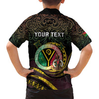 Personalised Vanuatu Family Matching Off Shoulder Maxi Dress and Hawaiian Shirt Yumi 45th Hapi Independens Dei - Black Version LT14