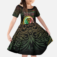 Personalised Vanuatu Family Matching Off Shoulder Maxi Dress and Hawaiian Shirt Yumi 45th Hapi Independens Dei - Black Version LT14