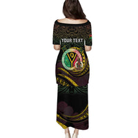 Personalised Vanuatu Family Matching Puletasi and Hawaiian Shirt Yumi 45th Hapi Independens Dei - Black Version LT14