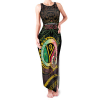 Personalised Vanuatu Family Matching Tank Maxi Dress and Hawaiian Shirt Yumi 45th Hapi Independens Dei - Black Version LT14