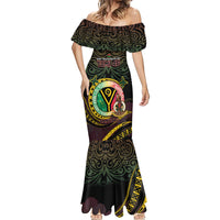 Personalised Vanuatu Mermaid Dress Yumi 45th Hapi Independens Dei - Black Version LT14