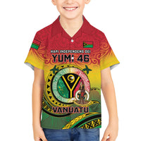 Personalised Vanuatu Family Matching Long Sleeve Bodycon Dress and Hawaiian Shirt Yumi 45th Hapi Independens Dei - Reggae Version LT14 Son's Shirt Reggae - Polynesian Pride