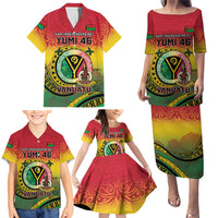Personalised Vanuatu Family Matching Puletasi and Hawaiian Shirt Yumi 45th Hapi Independens Dei - Reggae Version LT14