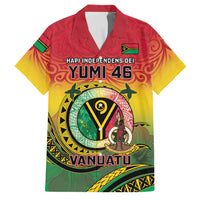 Personalised Vanuatu Family Matching Short Sleeve Bodycon Dress and Hawaiian Shirt Yumi 45th Hapi Independens Dei - Reggae Version LT14 Dad's Shirt - Short Sleeve Reggae - Polynesian Pride