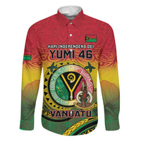 Personalised Vanuatu Family Matching Short Sleeve Bodycon Dress and Hawaiian Shirt Yumi 45th Hapi Independens Dei - Reggae Version LT14 Dad's Shirt - Long Sleeve Reggae - Polynesian Pride
