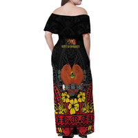 Papua New Guinea Independence Day Family Matching Off Shoulder Maxi Dress and Hawaiian Shirt PNG Bird of Paradise 50th Anniversary LT14 - Polynesian Pride