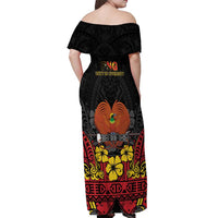 Papua New Guinea Independence Day Off Shoulder Maxi Dress PNG Bird of Paradise 50th Anniversary LT14 - Polynesian Pride