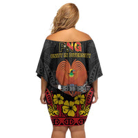 Papua New Guinea Independence Day Off Shoulder Short Dress PNG Bird of Paradise 50th Anniversary LT14 - Polynesian Pride