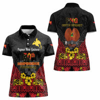 Papua New Guinea Independence Day Women Polo Shirt PNG Bird of Paradise 50th Anniversary LT14 - Polynesian Pride