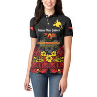 Papua New Guinea Independence Day Women Polo Shirt PNG Bird of Paradise 50th Anniversary LT14 - Polynesian Pride