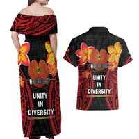 Papua New Guinea Independence Day Couples Matching Off Shoulder Maxi Dress and Hawaiian Shirt PNG Since 1975 LT14 - Polynesian Pride