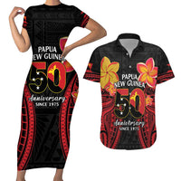 Papua New Guinea Independence Day Couples Matching Short Sleeve Bodycon Dress and Hawaiian Shirt PNG Since 1975 LT14 Black - Polynesian Pride