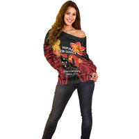 Papua New Guinea Independence Day Off Shoulder Sweater PNG Since 1975 LT14