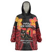 Papua New Guinea Independence Day Wearable Blanket Hoodie PNG Since 1975 LT14 One Size Black - Polynesian Pride