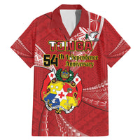 Personalised Tonga Independence Day Family Matching Mermaid Dress and Hawaiian Shirt Happy 54th Independence Anniversary Ngatu Pattern LT14 Dad's Shirt - Short Sleeve Red - Polynesian Pride