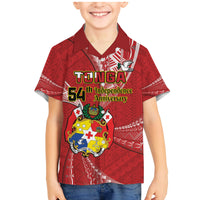 Personalised Tonga Independence Day Family Matching Mermaid Dress and Hawaiian Shirt Happy 54th Independence Anniversary Ngatu Pattern LT14 Son's Shirt Red - Polynesian Pride
