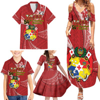 Personalised Tonga Independence Day Family Matching Summer Maxi Dress and Hawaiian Shirt Happy 54th Independence Anniversary Ngatu Pattern LT14 - Polynesian Pride