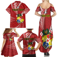 Personalised Tonga Independence Day Family Matching Summer Maxi Dress and Hawaiian Shirt Happy 54th Independence Anniversary Ngatu Pattern LT14 - Polynesian Pride
