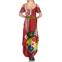 Personalised Tonga Independence Day Family Matching Summer Maxi Dress and Hawaiian Shirt Happy 54th Independence Anniversary Ngatu Pattern LT14 - Polynesian Pride