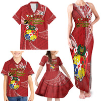 Personalised Tonga Independence Day Family Matching Tank Maxi Dress and Hawaiian Shirt Happy 54th Independence Anniversary Ngatu Pattern LT14 - Polynesian Pride