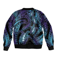 Polynesia Sea Turtle Day Bomber Jacket Tribal Honu Plumeria Polynesian Pattern