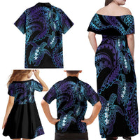 Polynesia Sea Turtle Day Family Matching Off Shoulder Maxi Dress and Hawaiian Shirt Tribal Honu Plumeria Polynesian Pattern LT14 - Polynesian Pride