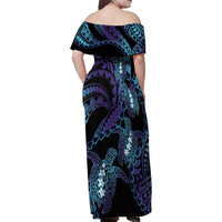 Polynesia Sea Turtle Day Family Matching Off Shoulder Maxi Dress and Hawaiian Shirt Tribal Honu Plumeria Polynesian Pattern LT14 - Polynesian Pride