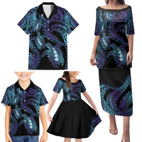 Polynesia Sea Turtle Day Family Matching Puletasi and Hawaiian Shirt Tribal Honu Plumeria Polynesian Pattern LT14 - Polynesian Pride