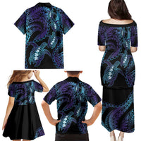 Polynesia Sea Turtle Day Family Matching Puletasi and Hawaiian Shirt Tribal Honu Plumeria Polynesian Pattern LT14 - Polynesian Pride