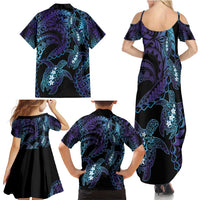 Polynesia Sea Turtle Day Family Matching Summer Maxi Dress and Hawaiian Shirt Tribal Honu Plumeria Polynesian Pattern LT14 - Polynesian Pride