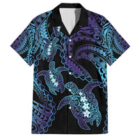 Polynesia Sea Turtle Day Family Matching Summer Maxi Dress and Hawaiian Shirt Tribal Honu Plumeria Polynesian Pattern LT14 Dad's Shirt - Short Sleeve Purple - Polynesian Pride