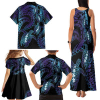Polynesia Sea Turtle Day Family Matching Tank Maxi Dress and Hawaiian Shirt Tribal Honu Plumeria Polynesian Pattern LT14 - Polynesian Pride