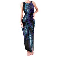 Polynesia Sea Turtle Day Family Matching Tank Maxi Dress and Hawaiian Shirt Tribal Honu Plumeria Polynesian Pattern LT14 Mom's Dress Purple - Polynesian Pride