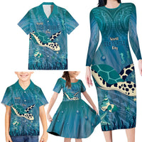 World Sea Turtle Day Polynesia Family Matching Long Sleeve Bodycon Dress and Hawaiian Shirt Go With The Flow LT14 - Polynesian Pride