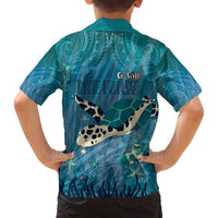 World Sea Turtle Day Polynesia Family Matching Off The Shoulder Long Sleeve Dress and Hawaiian Shirt Go With The Flow LT14 - Polynesian Pride
