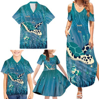 World Sea Turtle Day Polynesia Family Matching Summer Maxi Dress and Hawaiian Shirt Go With The Flow LT14 - Polynesian Pride