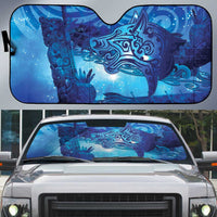 Kuri New Zealand Matariki Auto Sun Shade Aotearoa Dog Waka Maori New Year Galaxy Vibes LT14 Blue - Polynesian Pride